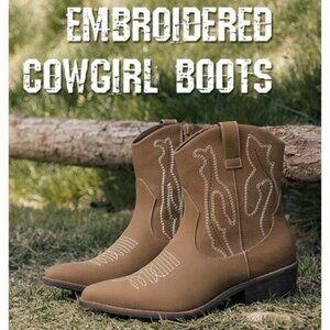 ANJOUFEMME Western Women's Cowboy Cowgirl Boots,Embroidered.SZ 41.5